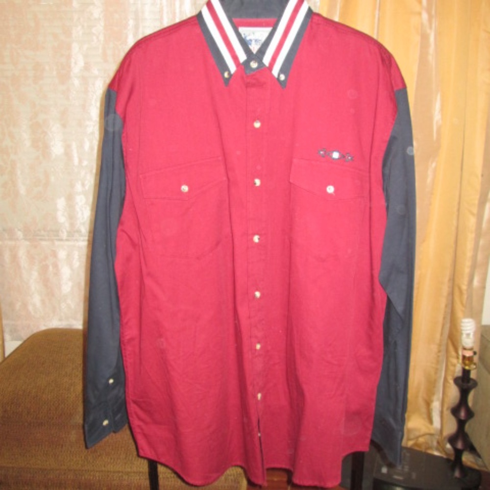 Rodeo Western Red Lodge Cowboy Rustic Shirt L/S